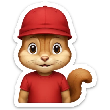 CHIPMUNK ALVIN FROM ALVIN AND THE CHIPMUNKS WITH RED SHIRT AND RED HAT VERY SKINNY AND MALNOURISHED. SKINNY THIN BODY CHIPMUNK HE HAS TO BE A CHIPMUNK sticker
