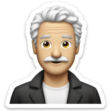 A man with mostache and a curly, White hai sticker