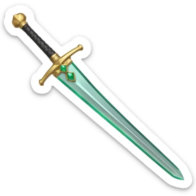 simple single sword with dull plain blade and simple hilt, only color is a gemstone in the hilt, emoji style sticker