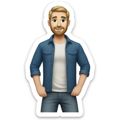 Man with dark blonde hair. A ponytail. Blue eyes and dark blonde beard  sticker