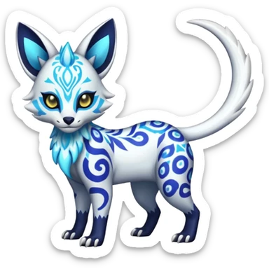 Icy floral shiny colorful neon bright vibrant patterned Genet-Absol-Zeraora-Primagen-fusion-creature  sticker
