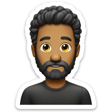 "Quiero un emoji de un hombre cin barba negra y alguna cana, calvo y delgado. Tiene su dedo índice sobre el labio inferior y levanta una ceja como si pensara  sticker