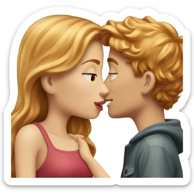 strawberry blonde girl kissing brunette boy outdoors sticker