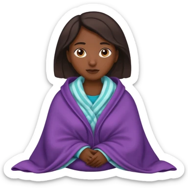 dark skin woman with tucked blanket sticker
