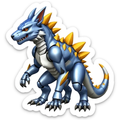  Cool Edgy Shiny Greymon-Weregarurumon full body sticker