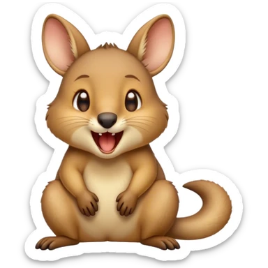 Cinematic Cute Yawning Wallaby Portrait Emoji, Head tilted slightly with a dramatic, wide-open yawn, showcasing a soft, downy tan fur with gently drooping ears, round amber eyes barely open in drowsy contentment, Simplified yet irresistibly adorable features, highly detailed, glowing with a soft, cozy glow, high shine, relaxed yet expressive, stylized with a touch of outback charm, bright and endearing, soft glowing outline, capturing the essence of a sleepy yet affectionate wallaby, so drowsy it feels like it could stretch out of the screen and curl up for a nap! sticker