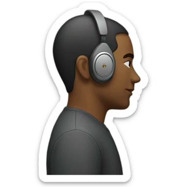 Side profile of an emoji wearing an earpiece, no headphones sticker
