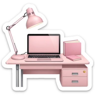 Pale Pink  Big Workstation desk-Light Pale Pink book-Light Pale Pink wide desk lamp-Light Pale Pink lap top sticker