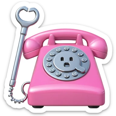 pink phone with a wrench sticker