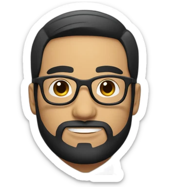 chilean man with short straight black hair and black beard wearing a suit and round glasses sticker