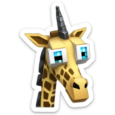 Minecraft Black Jiraffe Head With Diamond Unicorn Horn and Lazer Eyes sticker