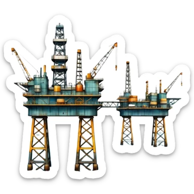 Oil platforms in the ocean beautiful big full scenic scenery full canvas full photo sticker