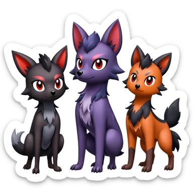 Noibat-Houndour-Zorua (full body) sticker
