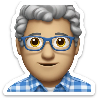 a white an wit glasses, a eard and a blue checkered shirt sticker