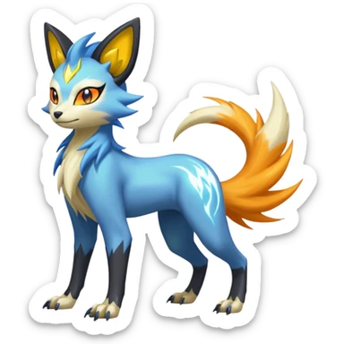 Feral Quadrupedal Digitigrade Meloetta-Luxray-Renamon-Manectric-fusion-hybrid-creature, full body  sticker