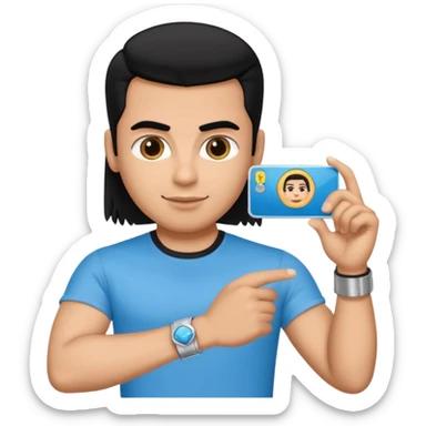 driving license with the photo of ipretty bratz emoji of salman khan wearing a black tee, silver- blue bracelet, black hair sticker