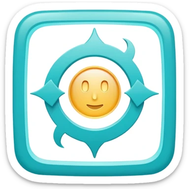 a Tiny compressed Stylized light-turquoise wind wind symbol inside a white square icon, light turquoise borders sticker