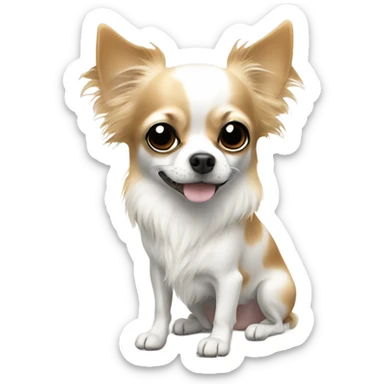 Long hair chihuahua white with black spots sticker