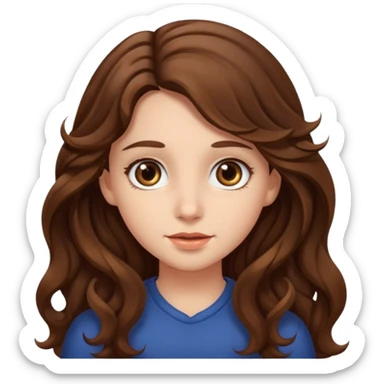 girl with long brown wave hair, big eyes sticker