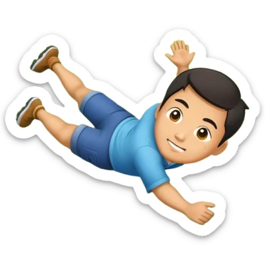 chinese man rolling down hill sticker