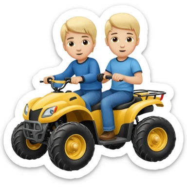 Please make 2 separate young boys both blonde riding separate four wheelers sticker