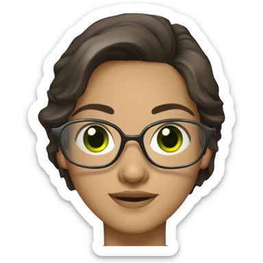 Brunette with green eyes in clear octagonal glasses sticker