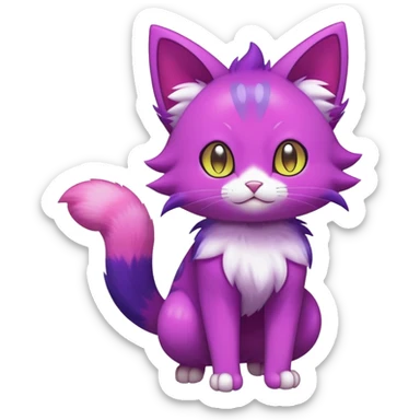 Shiny Colorful Purrloin-Skitty-Pokémon-Fakémon-hybrid-creature (full body) sticker