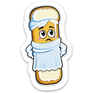 Twinkie with frosting coming out of the bottom towel over its face, saying  , dadie only sticker