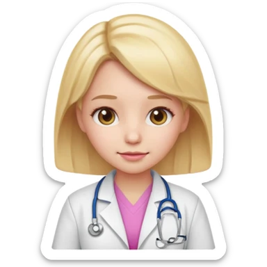 A cute emoji-style girl doctor with light blonde hair and pink medical wear sticker
