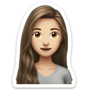 A 22 year old girl with long brown hair, white skin and red eyes winking sticker