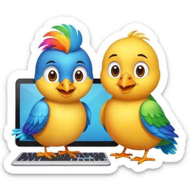 Create a Emoji in which birds are together coding sticker