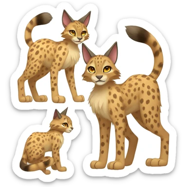 Anthro Beige-Orange-Brown Spotted Fur-Sona-Fakemon Lynx-Caracal-Serval Full Body sticker