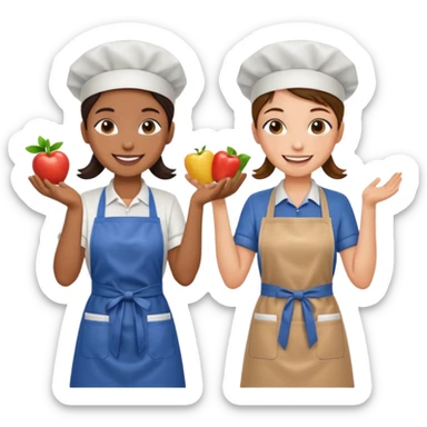 create a realistic emoji of two working packaging workers switching positio sticker