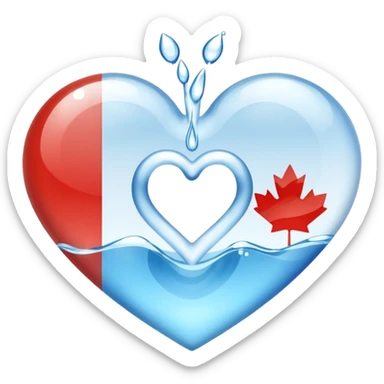 water heart emoji with the Canadian flag in the center sticker