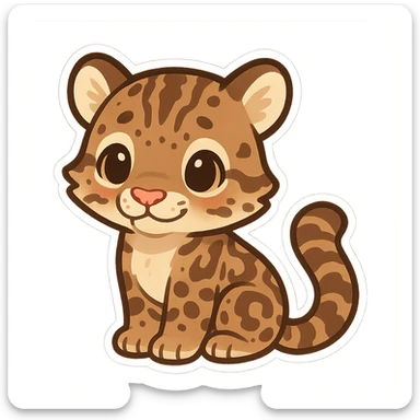 clouded leopard baby sticker