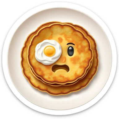 Cinematic Realistic Placki Ziemniaczane Dish Emoji, depicted as crispy potato pancakes served with sour cream rendered with vivid textures and warm, appetizing lighting. sticker