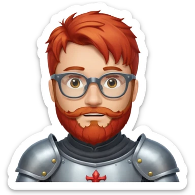 knight's with glasses with  red beard sticker