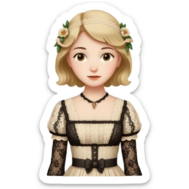 Cottagecore style realistic highly detailed with vintage material dress sticker