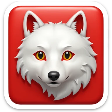 A bold white capital letter C with a small white wolf head icon above it, inside a red rounded square, emoji style, flat design, shiny light reflection, same style as 🅱️ emoji, transparent background. sticker
