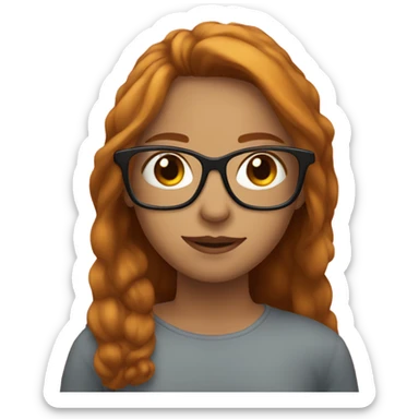 girl with medium long hair red and crown wearing glasses sticker