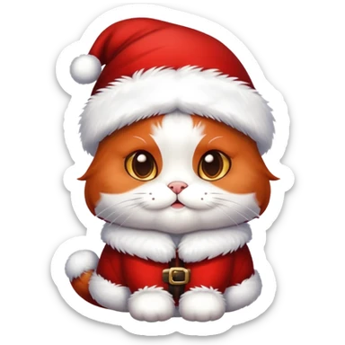chat multicouleur avec un deguisement de pere noel sticker