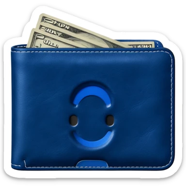  Deep Blue wallet with a single one dollar bill inside, just one dollar open the wallet sticker
