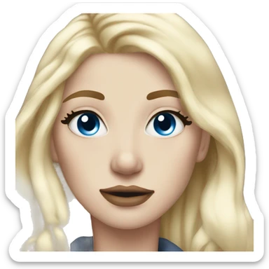 Winter aesthetic blonde hair lady blue eyes  sticker