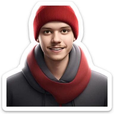 smiling boy in red hat sticker