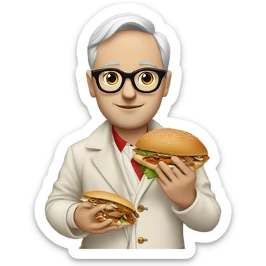 White Man with eyeglasses in gucci outfit eating doner sticker