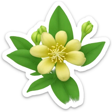 Ashwagandha flower with greenish-yellow petals and a central cluster of tiny yellow stamens emojis sticker