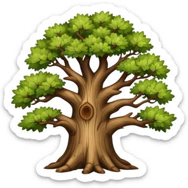 realistic oak tree with detailed bark and branches sticker
