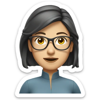 white brunette female, wearing glasses, making a salute gesture sticker