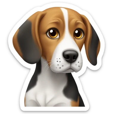 A beagle and a white and gray cat with a grey spot on its nose   sticker