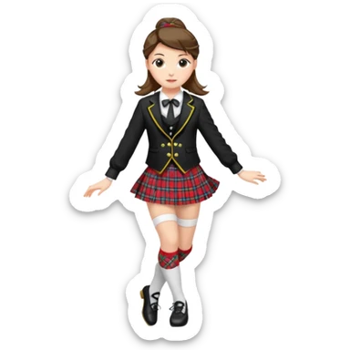 Highland dancing argyle just over the knee socks, blouse, highland dancing jacket, tartan miniskirt and highland dancing shoes sticker